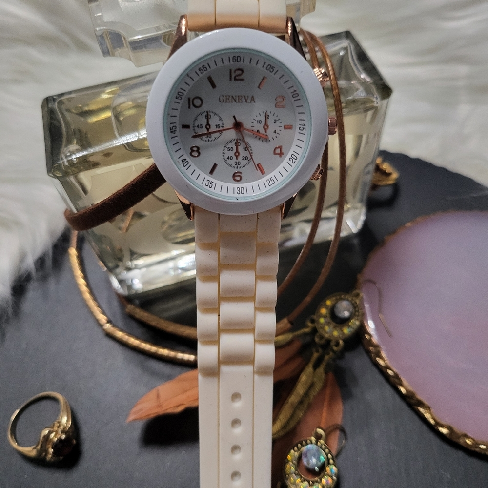 Geneva Watch White Rose Gold – Silicon strap